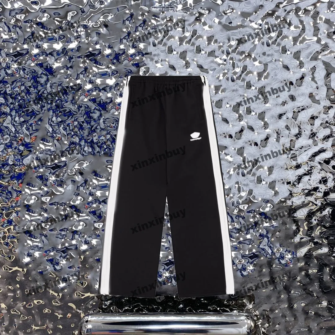 xinxinbuy Pantaloni da uomo firmati da donna Paris Tasca a righe laterali Primavera estate Pantaloni casual nero grigio blu M-3XL