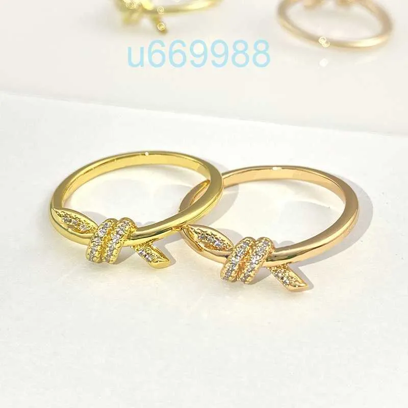 Designer ring for women Classic Brand New Tie Female T Home Plating 18k Rose Gold Twisted Rope Ring classic jewelry wedding wholesaleO8AQ