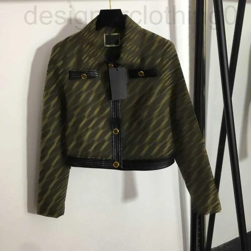 Chaquetas para mujer Diseñador de lujo 23ss Chaqueta para mujer Ropa Marca compartida Nuevo F Monograma jacquard Retrato personalizado Abrigo con hebilla dorada Ropa de mujer de alta calidad