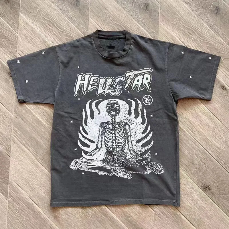 T-shirts hommes Hellstar Coton T-shirt Mode Noir Hommes Femmes Designer Vêtements Dessin animé Graphique Punk Rock Tops Été High Street Streetwear J230807