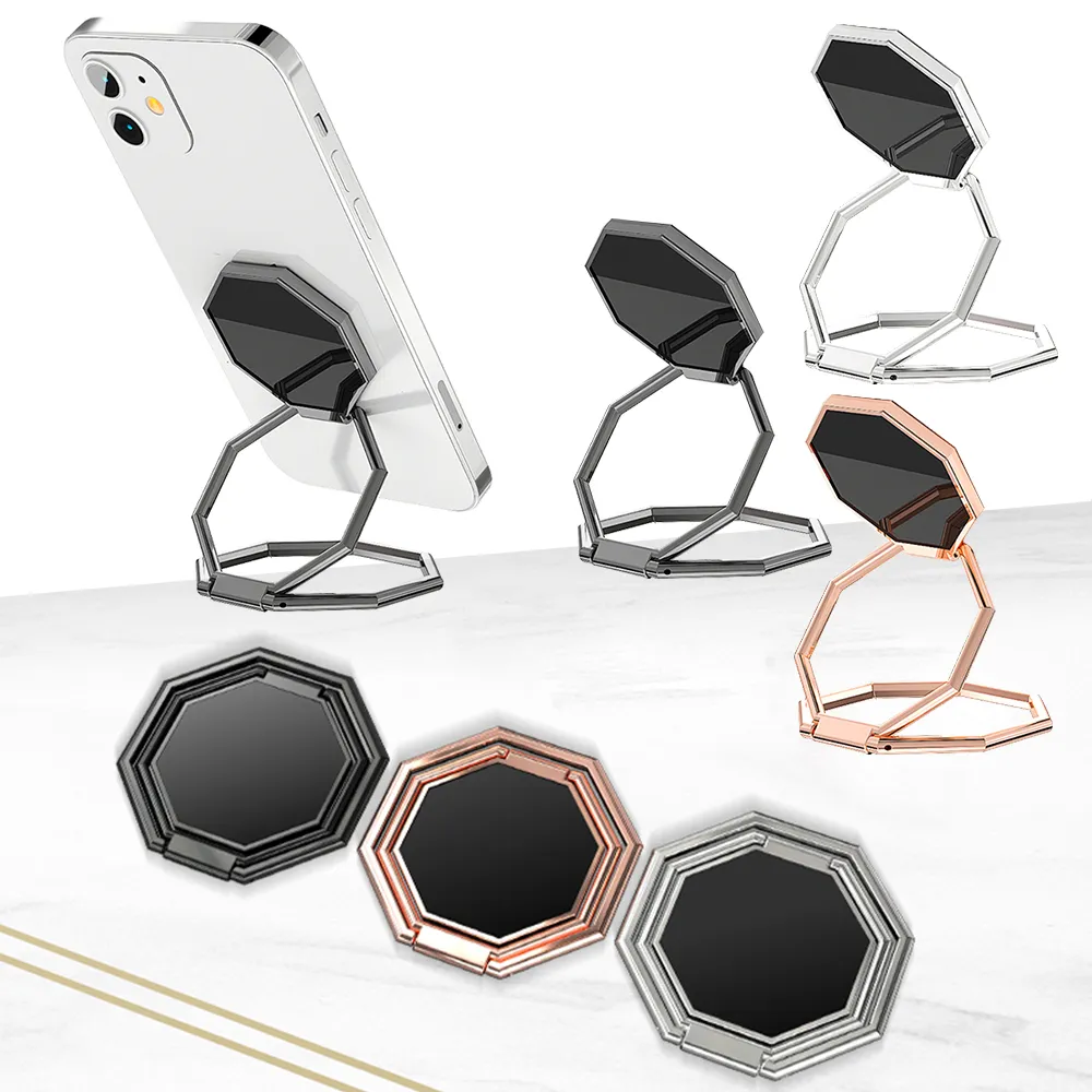 Мобильный телефон складной подставка на 360 градусов вращения назад Ультра -тонкий держатель телефонного кольца универсальный портативный стол металлические пальцы.
