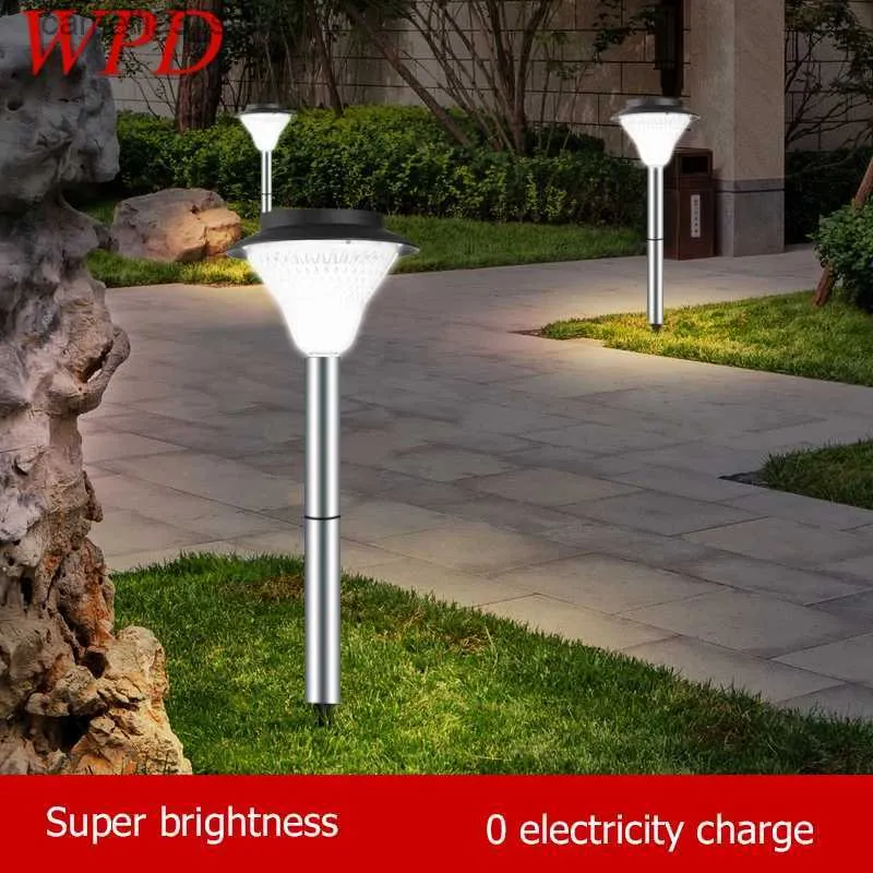 Lâmpadas de gramado WPD luz solar contemporânea lâmpada de gramado LED impermeável IP65 ao ar livre decorativo para pátio parque jardim q231125