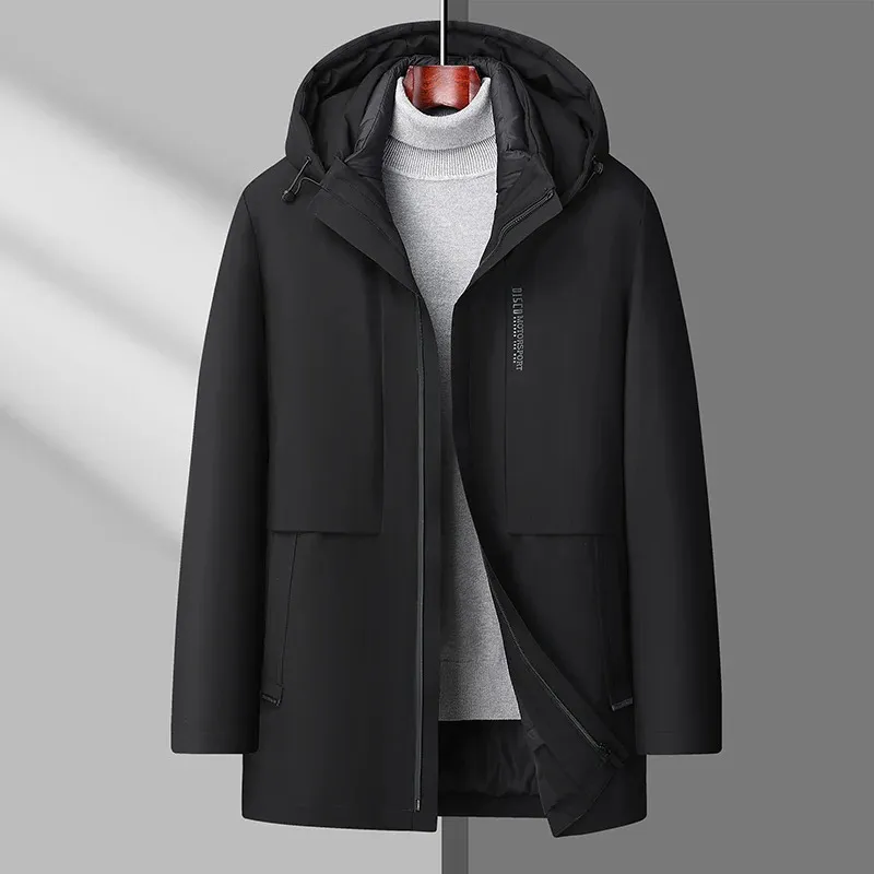 Parkas pour hommes hiver hommes épaissir bouffée noir marine manteau de base matelassé thermique avec capuche amovible et doublure conception vêtements d'extérieur rembourrés 231124