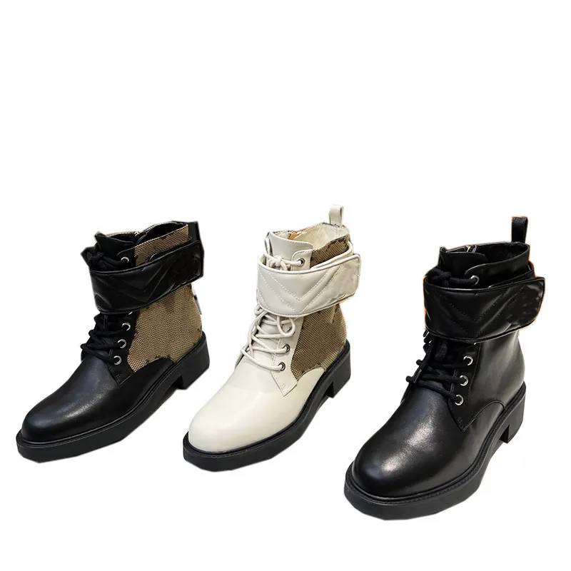 Sylvie Ribbon Decorative Leather Ankle Boots Designer Ladies Shoes For