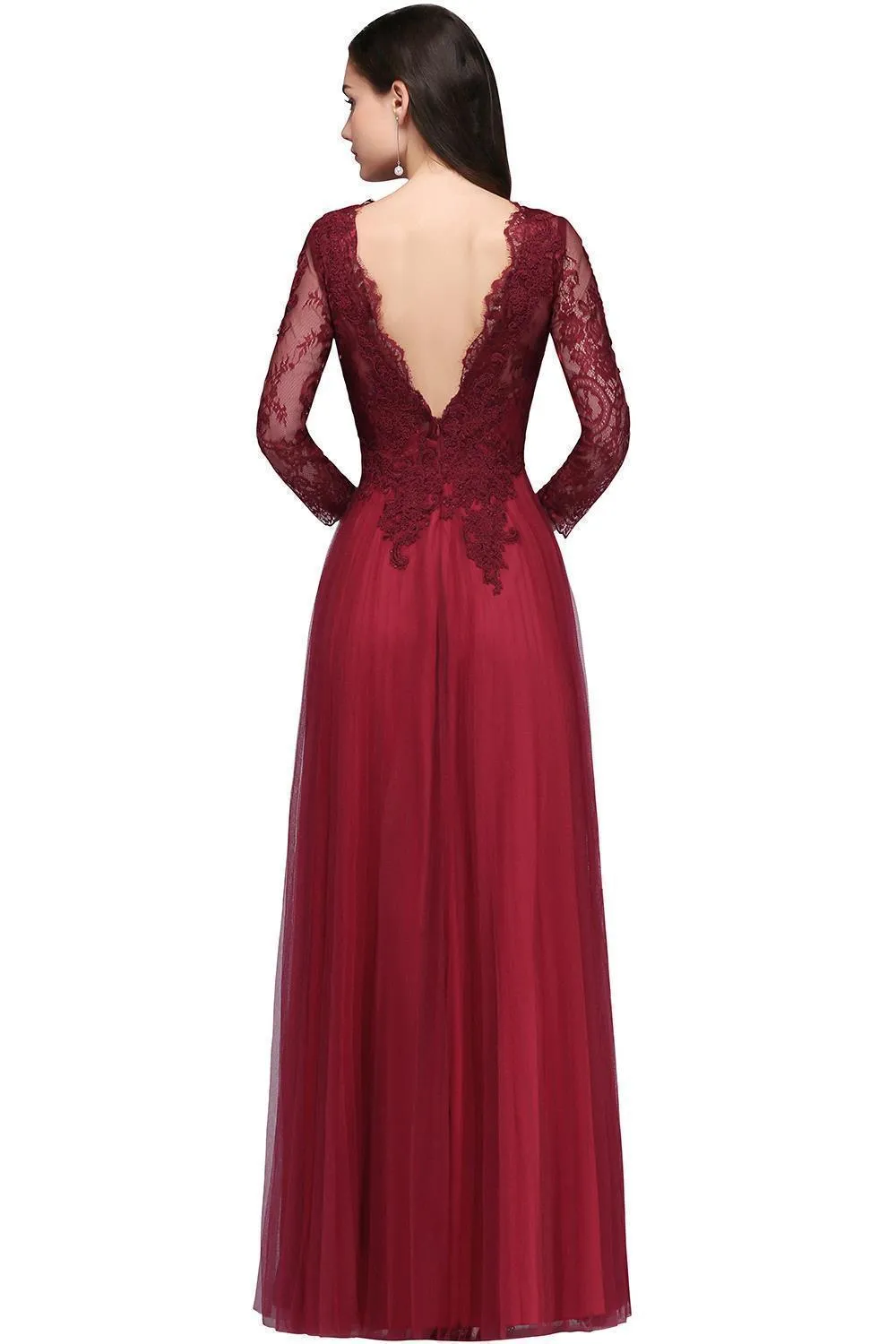 sachin and babi light blue dress Toni Burgundy Lace Wedding Dress with Sleeves | 2-in-1 Convertible Bridal Gown with Train