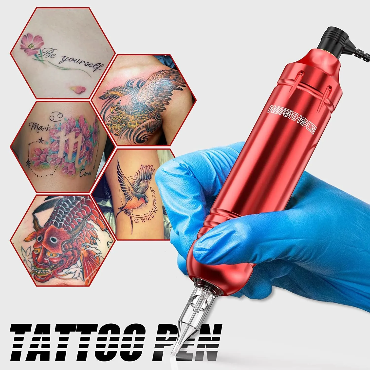 Tattoo Pen Kit with 20 Cartridge Needles of Wormhole Tattoo