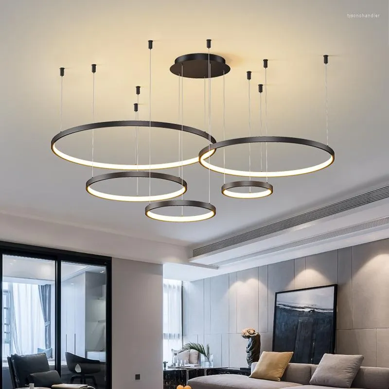 Pendant Lamps Modern Lights Living Room Dining Circle Rings Acrylic Aluminum Body LED Ceiling Lamp Home Indoor Lighting Fixtures