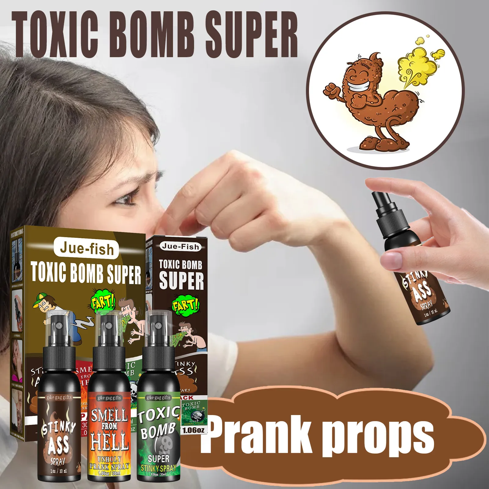 2 DIFFERENT FART SPRAY CANS - Prank Gag Liquid Stinky Poop Ass