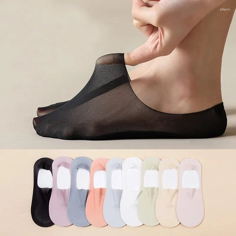ALLTOOALL 10Pairs Onzichtbare Boot Ademende Siliconen Antislip Ultradunne Sok Slippers Kwaliteit Elastisch Ijs Zijde Sox