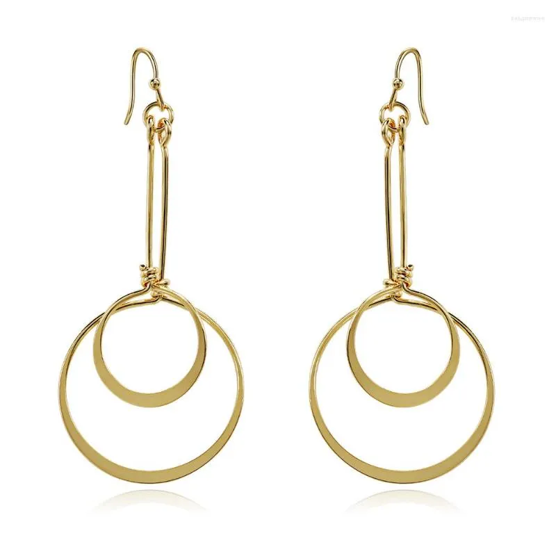 Boucles d'oreilles pendantes HF JEL cercle personnalité créative crochet Long couleur or goutte ronde pour les femmes bijoux minimalistes