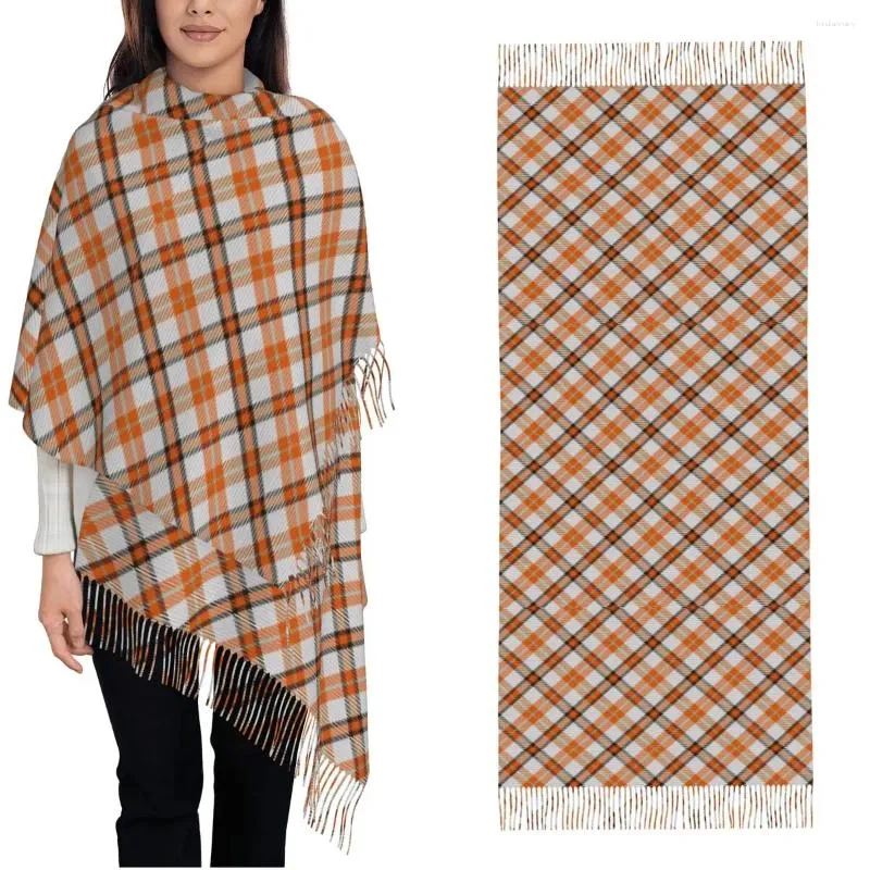 Scarves Vintage Beige Plaid Tartan Desig Scarf For Women Fall Winter Cashmere Shawl Wrap Sassenach Pattern Large Daily Wear