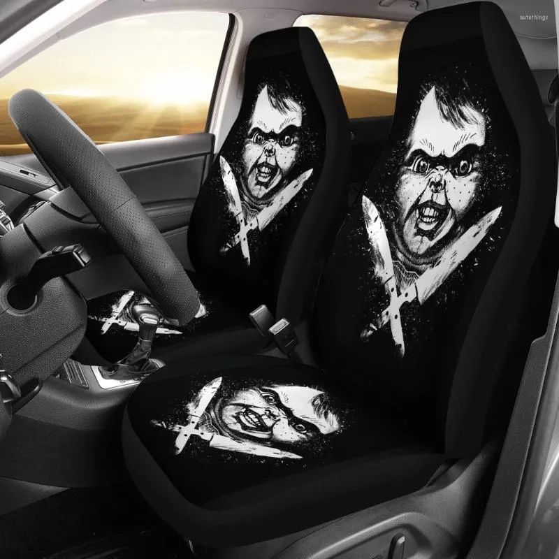 Bilstol täcker InstantArts 2st/set Universal Front Chucky Horror Film Fan Printed Truck Protector Vehicle Presents