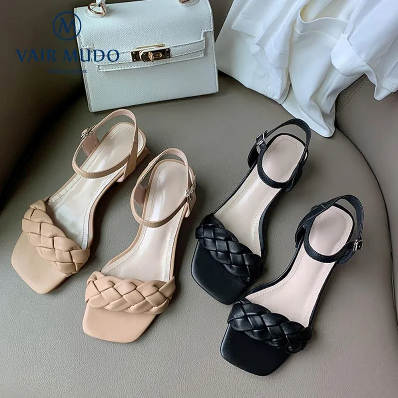 Sandals Vair Mudo Women Shoes General Leather Office Office Career Elegant Basic Basic Massion Mashion Solid Soil LX71L