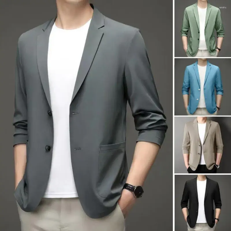 Chaquetas para hombres Traje de protección solar de verano 2023 Seda de hielo Ligero Primavera Otoño Chaqueta pequeña Chaqueta de abrigo occidental individual