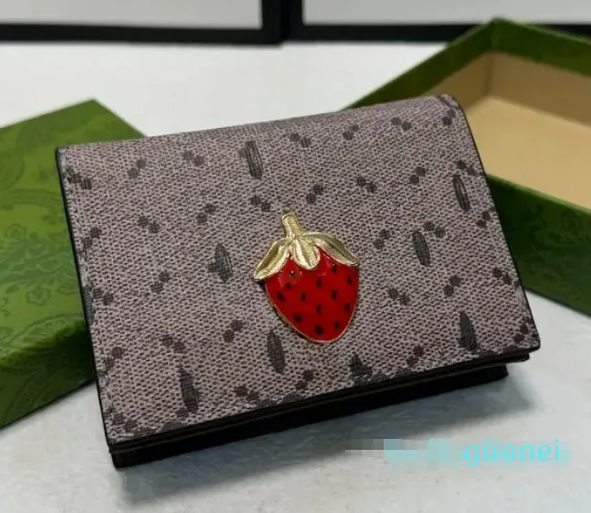 Carteira bolsa feminina carteira carteiras nova moda e versátil clássico duplo padrão de letra bolsa de morango