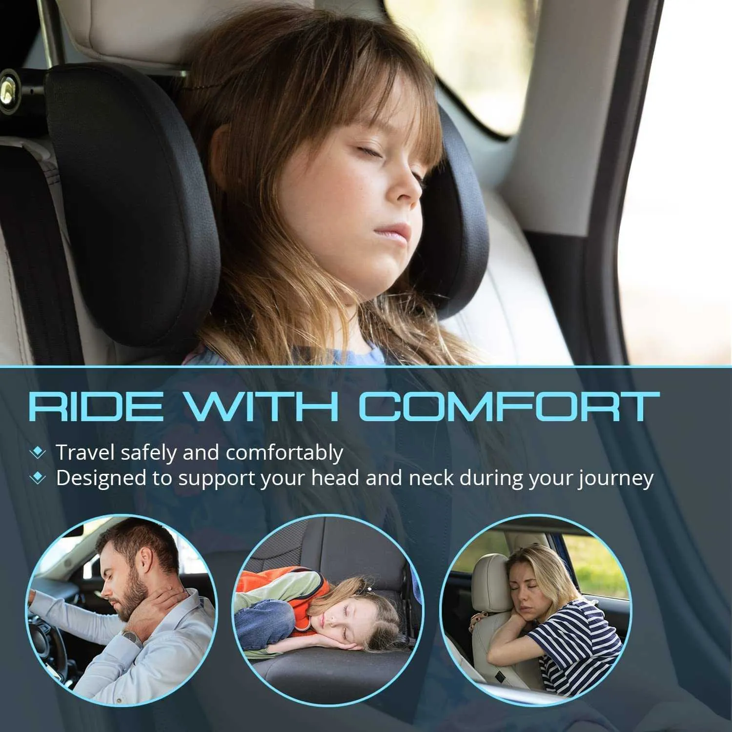 Comprar Almohada para reposacabezas de asiento de coche, almohada ajustable  para soporte de cabeza, almohada en forma de U para Interior de coche,  cojín para dormir de viaje para niños