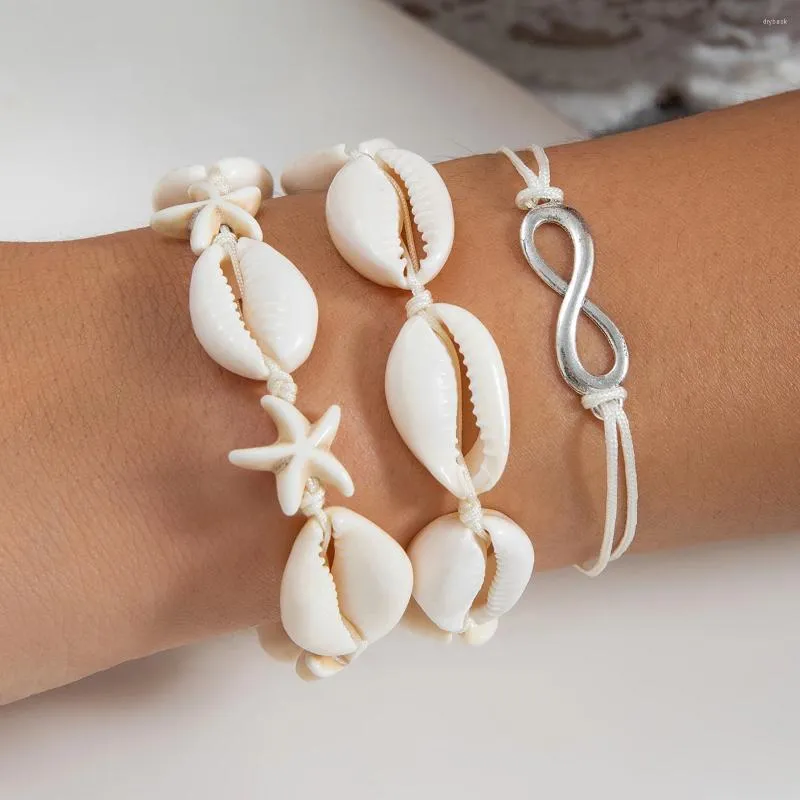 Strand PuRui Böhmische Muschel Weißes Seil Kette Zahlen Charm Armreifen Damen Party Schmuck Geschenke Sommer Accessoires Mädchen