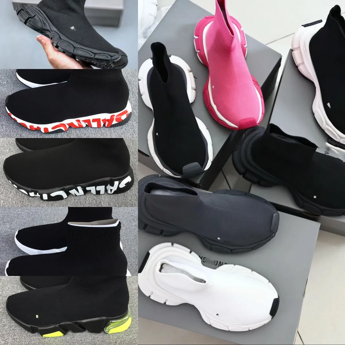 Designer sapatos casuais paris sapatos de designer meias para mulheres luxo triplo-s preto branco vermelho respirável tênis corrida corredor sapatos sapatos andando esportes ao ar livre