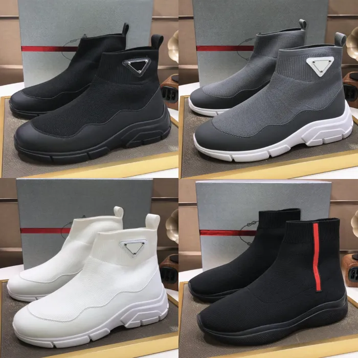 Nya Designer Stickade Strumpor Skor Klassisk tränare Fritidsskor lyx Herr Svarta vita löpare sneakers modestrumpor stövlar Stickade skor Med box storlek 38-45