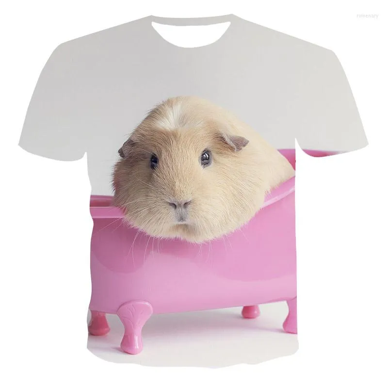 メンズTシャツ夏と女性用カジュアルTシャツ3Dプリンティングかわいい小さな動物ハムスターファッションショートスリーブオールマッチトップXXS-6XL