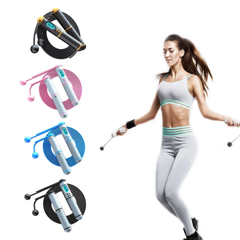 Jump Ropes 2 i 1 Smart Hoppning Rope Cordless Ball Electronic Digital Rope Humping Women Men Gym Sports Fitness Viktminskning Fett Burning P230425