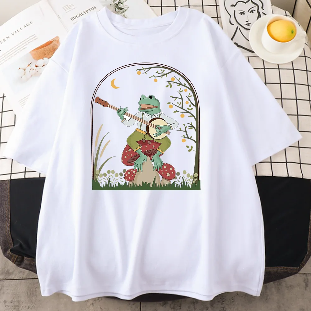 Mens T Shirts Cottagecore Aesthetic Frog Playing Banjo On Mushroom Cute Vintage Male T Shirt Cotton Oversize Tee Clothes Summer Anime T Shirts 230425 From 22 64 DHgate