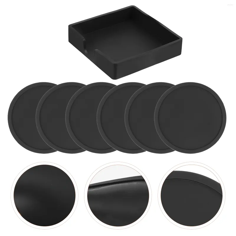 Tovagliette 1 set di sottobicchieri rotondi in silicone resistenti al calore per la casa (nero)