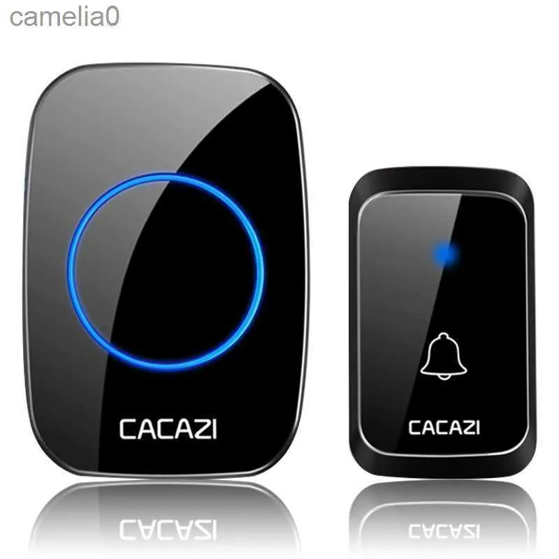 DOORBELLS CACAZI A06 DCバッテリー操作ワイヤレス防水ドアベル300Mリモート36チャイムコードレスホームコードレスコールBell231122