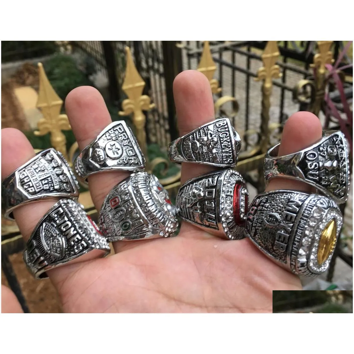 17pcs ohio state buckeyes national champion championship ring set solid men fan brithday gift wholesale drop 