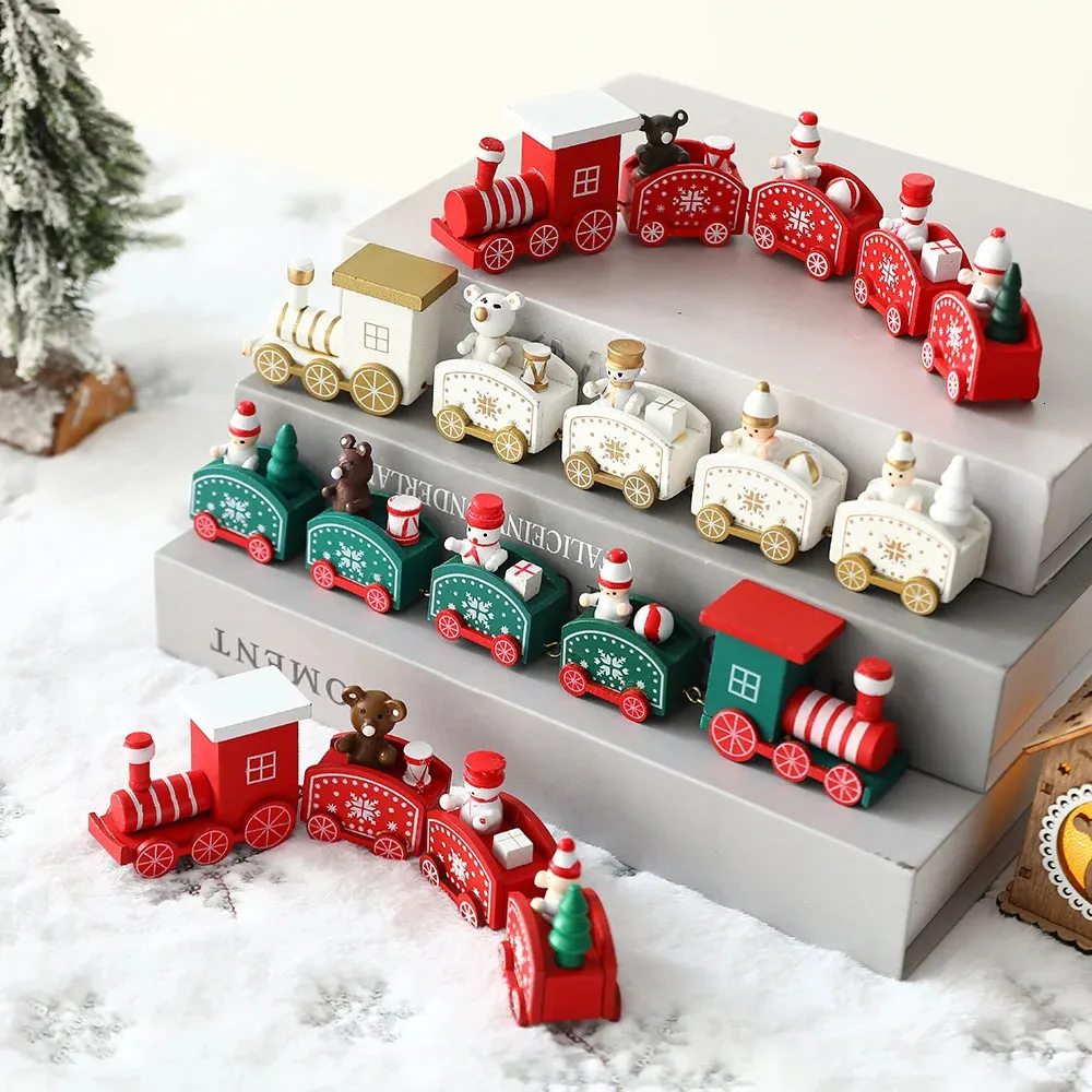 Christmas Decorations Wooden Train Christmas Ornament Merry Christmas Decoration For Home Table Xmas Gifts Noel Natal Navidad Happy Year 231124