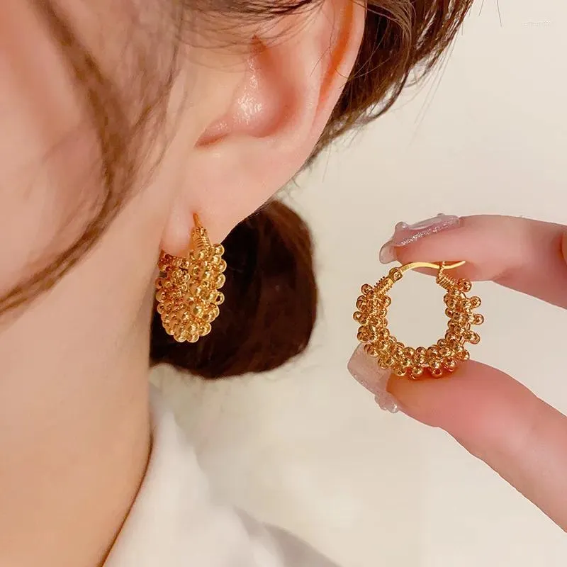 Hoop Earrings Fashion Trend Unique Design Elegant Exquisite Retro Metal Ball Winding Women Jewelry Wedding Party High-end Gifts