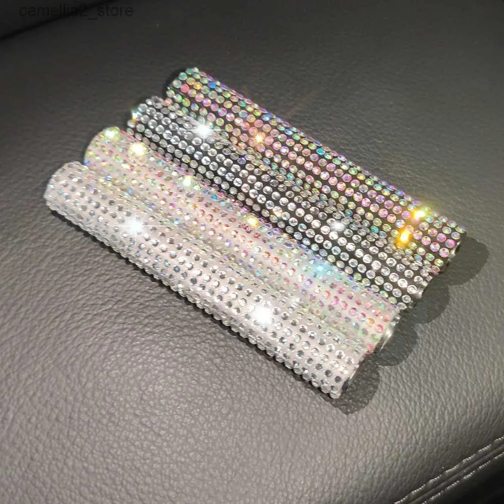 Cinzeiros de carro glitter bling cristal cinzeiro brilhante strass usb caixa de cigarro carregamento plasma isqueiro magro q231125