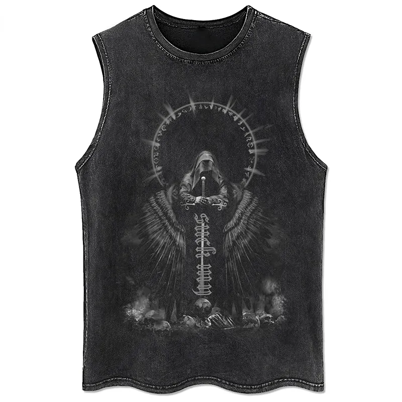 Men's Tank Tops Retro Black Women's Tank Top 100% Cotton Men's Hip Hop Punk Rock Sleeveless T-shirt Gothic Tank Top Y2K Clothing 230425