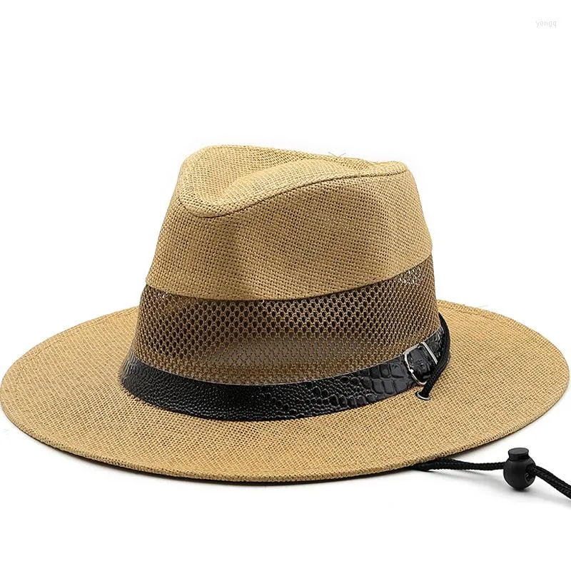 Boina palha de chapéu de cowboy ocidental fez praia sentida sunhats bap de verão para homem mulher enrolando chapéus unissex de proteção solar