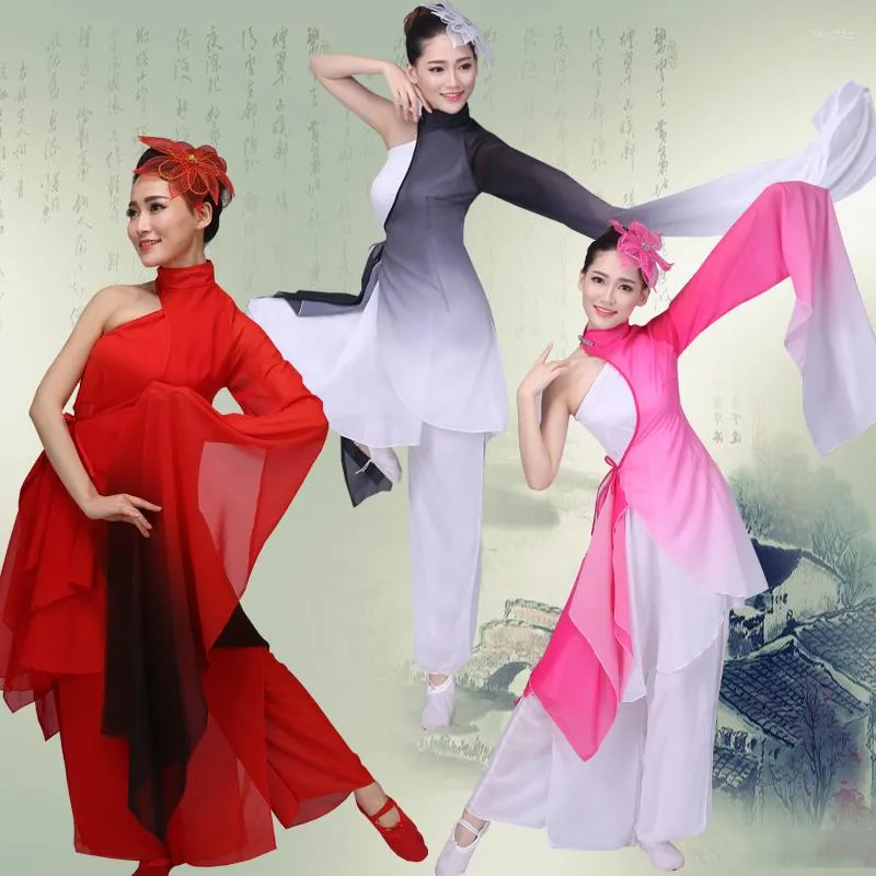 Vêtements de scène à manches longues femmes Costume de danse nationale chinoise robe de ventilateur femme classique Yangko pour la Performance 89