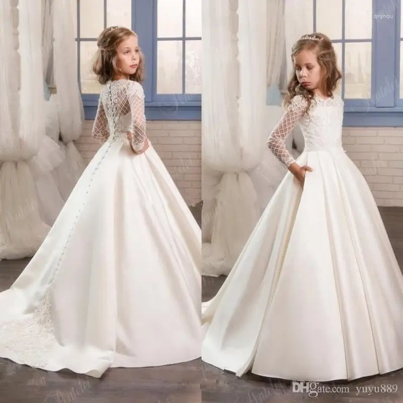 Sukienki dla dziewczynek dziewczyny suknie konkursowe kwiat na wesele formalne noszenie szampana Dzieci Księżniczka sukienka