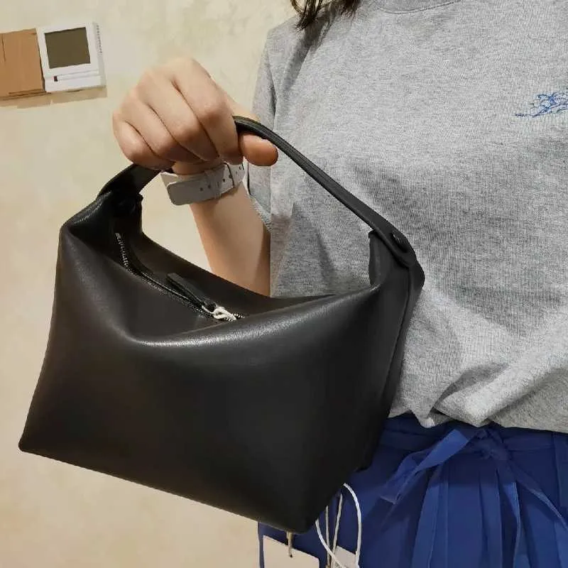 The Row Bucket Lunch Popular Texture Box Layer Bag Cowhide Leather Handbag high quality