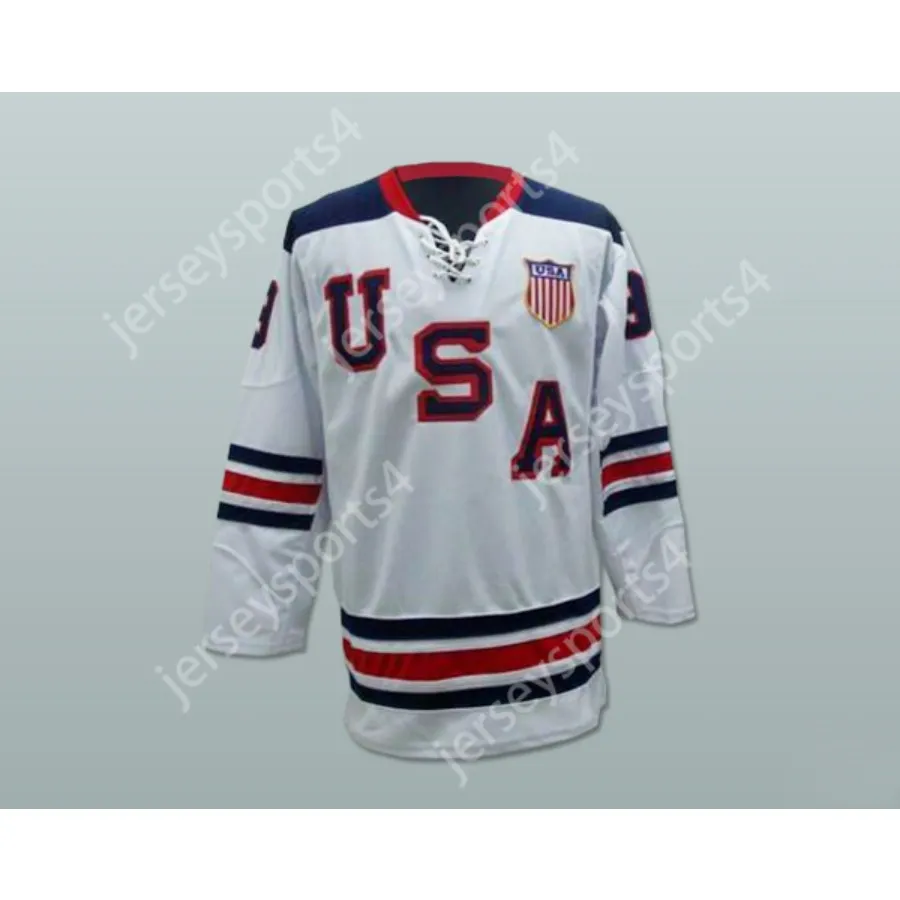 Anpassad Zach Parise USA National Team Hockey Jersey New Top Stitched S-M-L-XL-XXL-3XL-4XL-5XL-6XL