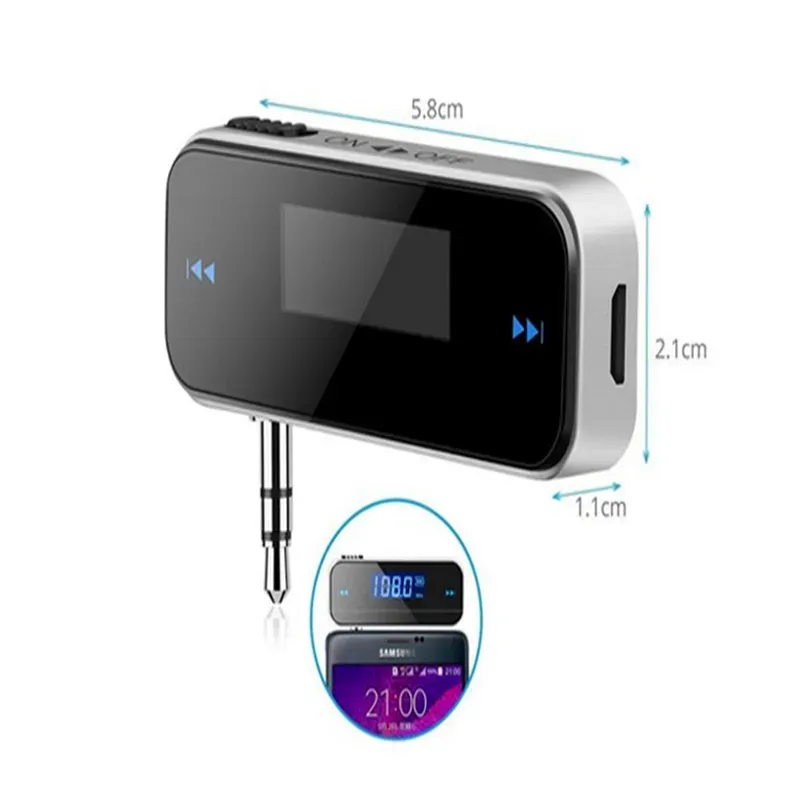 Mini transmetteur FM Audio de musique sans fil dans la voiture, 3.5mm, écran LCD, Kit de voiture, transmetteur, lecteur MP3 pour iPhone, téléphone portable Android