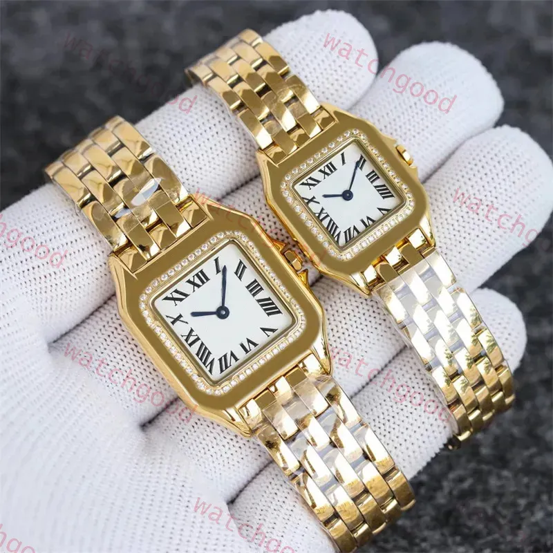 Square Designer Watch Quartz Relojes Diamond Watch Women rostfritt stål Herrklocka Platerad guld Silver Montre de Luxe Waterproof Women Watch Designer Watches DH013