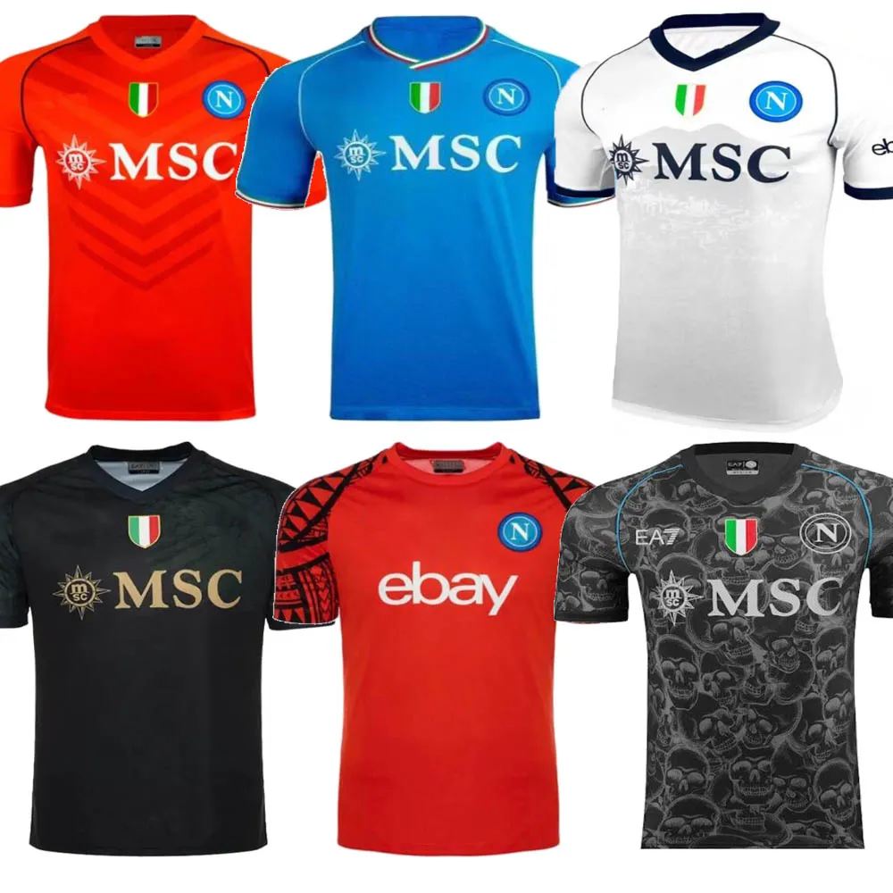 23 24 Maillots de football Napoli Maglia Naples 2023 2024 Kit homme Maillot de football H.Lozano KVARATSKHELIA SIMEONE SSC Napoli Maillots de _Jersey