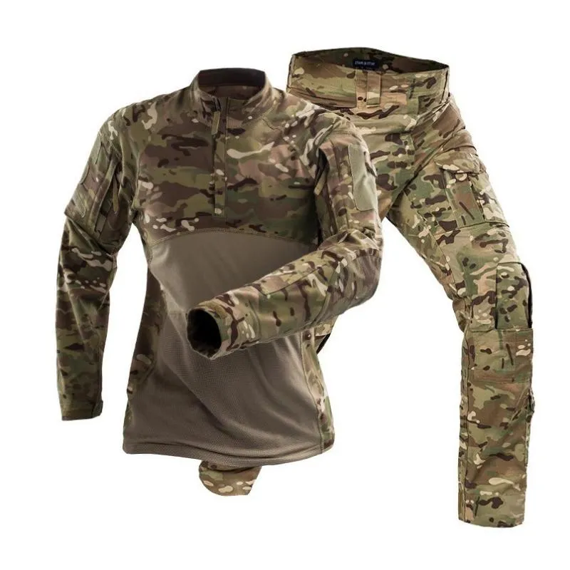 Herrspår 2023 Taktisk militär strid Enhetlig man Army Camouflage Suit High Quality Shirt Cargo Pants Clothing Training Set