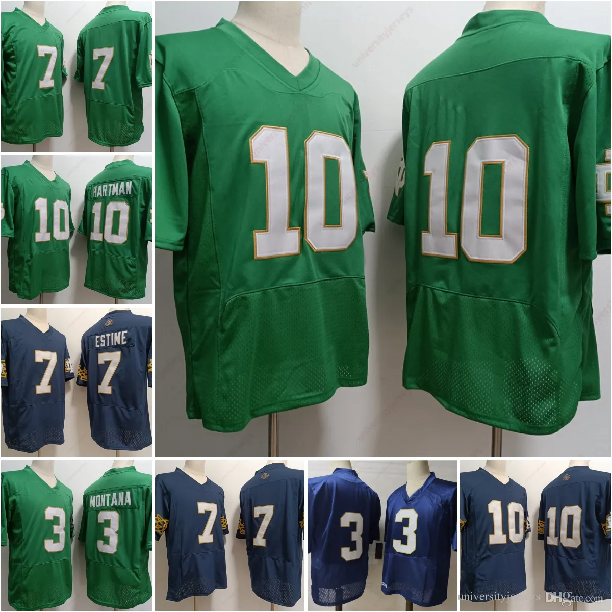 NCAA Notre Dame College Football Jerseys 10 Sam Hartman 7 Audric Estime 3 Joe Montana Stitched Mens Shirts S-XXXL