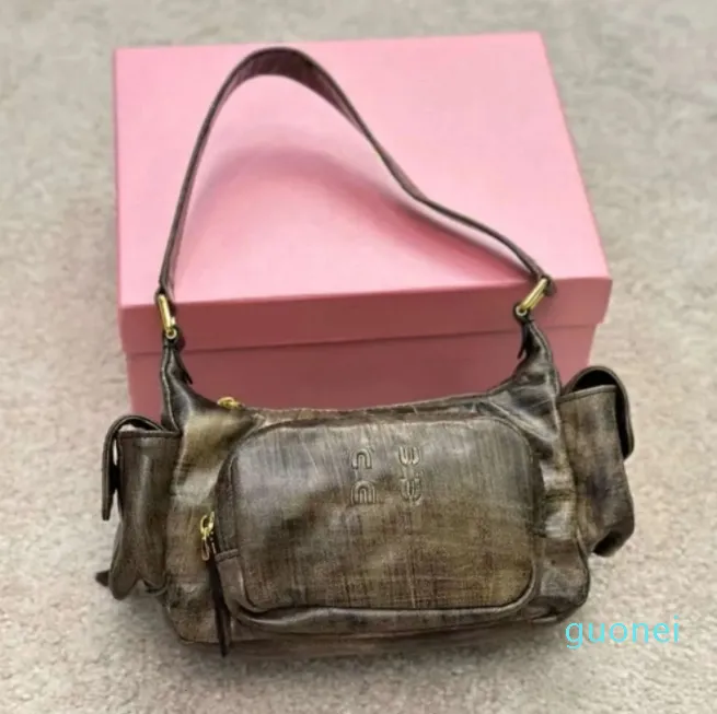 Sac de poche vintage en cuir de vache pour Locomotive, sacs à bandoulière multifonctions sous les bras pour femmes, sacs à main de célébrités Internet pour filles