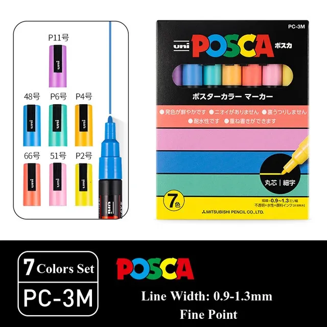 Wholesale UNI POSCA Markers Pen Set PC 1M, PC, 3M, PC 5M For POP  Advertising, Posters, Graffiti, Note Marker Pen, Hand Painted Art Supplies  From Japan 231124 From Jiu10, $25.88