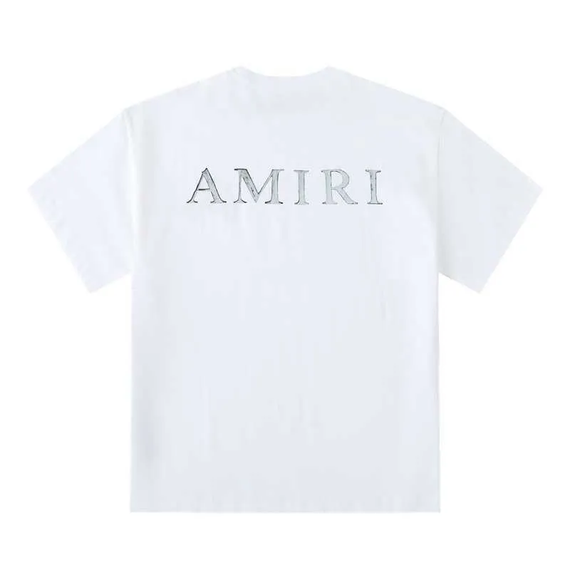 Designer Fashion Clothing Tees Tshirt Amiiri Amiiri Style 22ss Bone Made Old Print High Street Short Sleeve T-shirt Luxury Casual Streetwear For sale