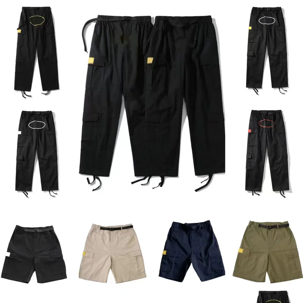 Herenbroeken Cargo streetwear hiphop bedrukte vrijetijdsbroeken Militaire retro Mti-zakken Rechte losse overalls Button Fly Coup Dhs4K