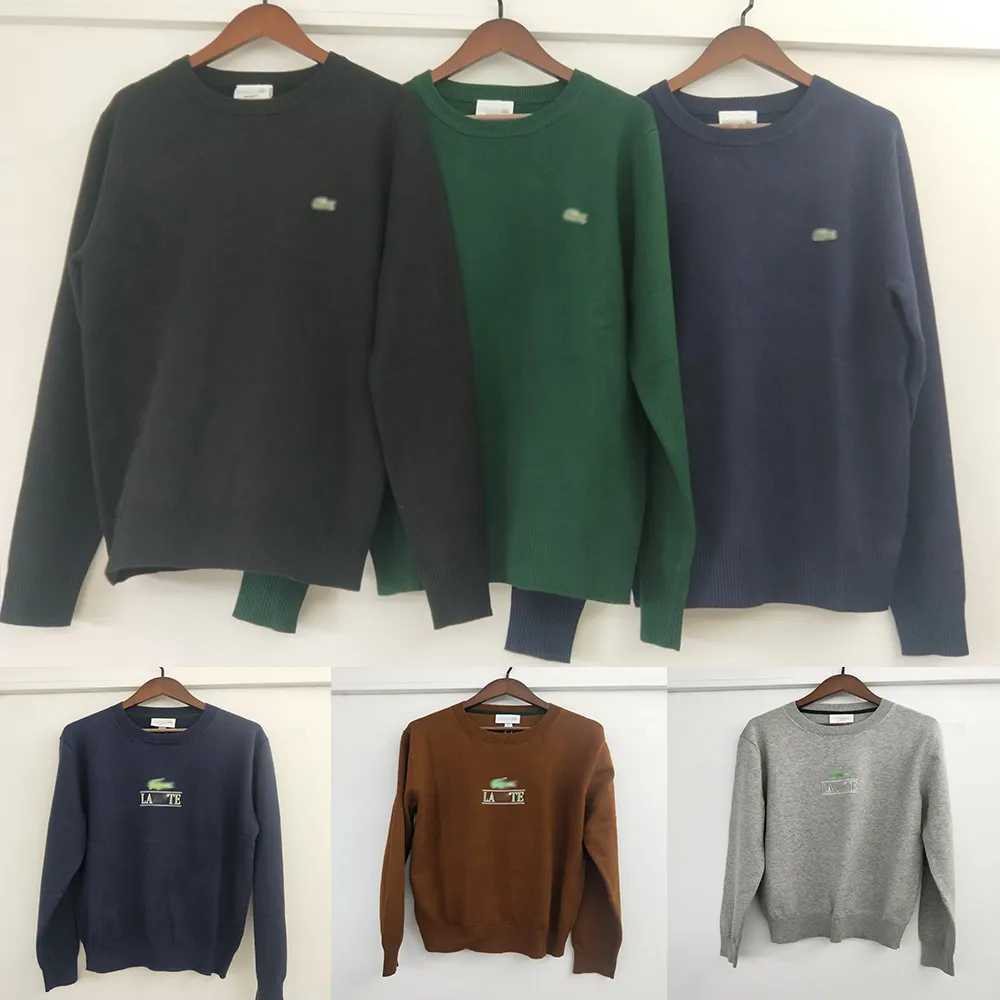 Erkek Timsah Nakış Tasarımcısı Erkek Sweaters Örgü Düz Renk Moda Çift Stil Sıcak Mektup Uzun Kollu Sweater Top Boyut M-XXL