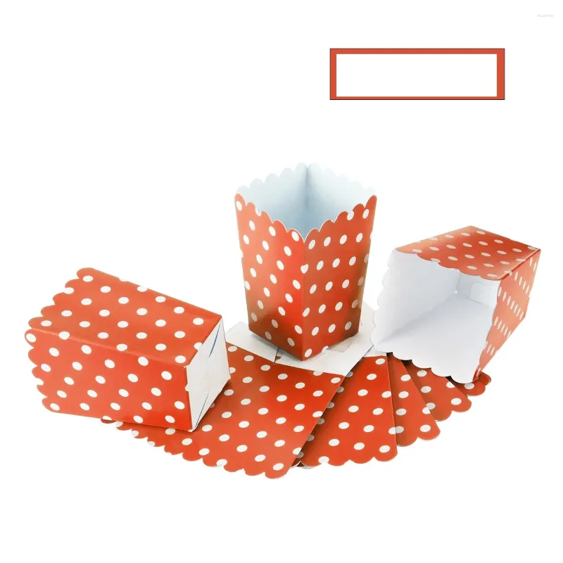 Set di stoviglie 24 pezzi Scatole di popcorn Contenitori Contenitori Scatole Sacchetti di carta Dot Design Snack Box per cinema Tavoli da dessert Matrimonio