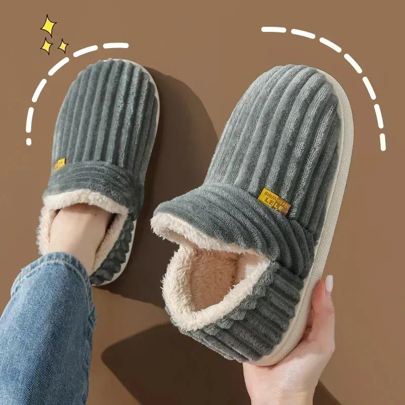 Slippers Winter Plush Cotton Slippers Women Men Snow Boots Cartoon Flip Flops Warm Slides Girls Boys Shoes Indoor House Couples Slippers 231124